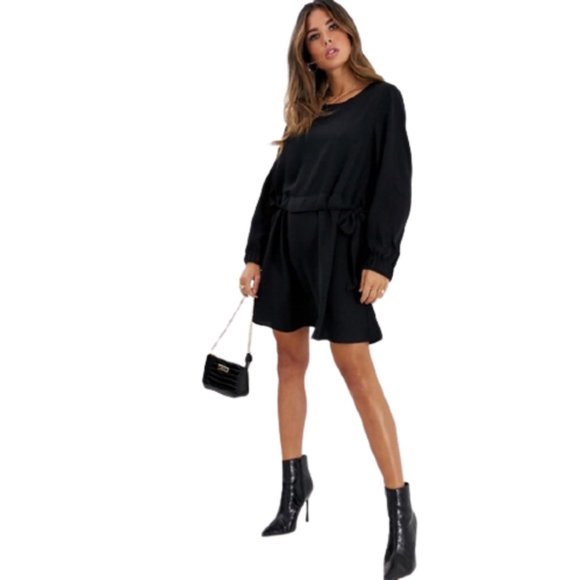 ASOS Dresses & Skirts - NWT ASOS Ruched Waist Chuck On Mini Dress in Black